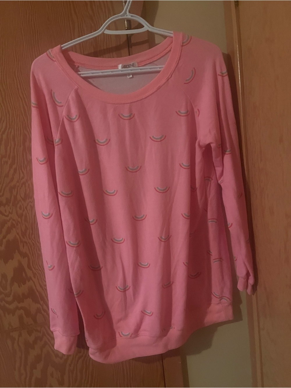 Pink Long-Sleeve Top with Rainbow Accent